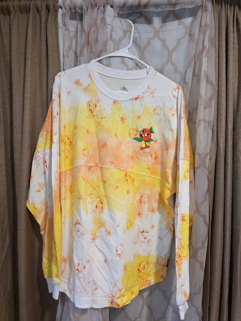 Disney Medium Orange Bird Hello Sunshine Spirit Jersey Long Sleeve